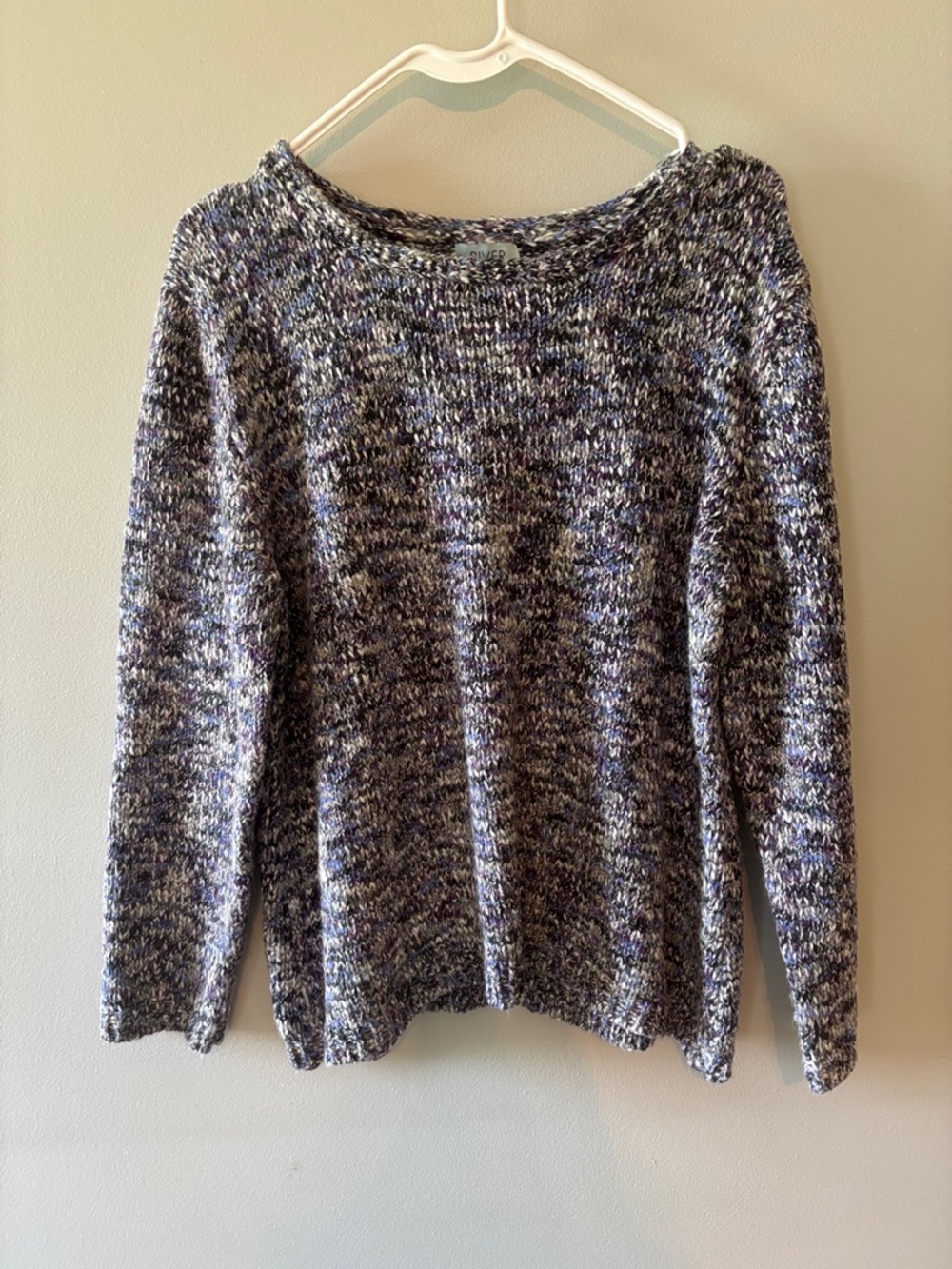River Island Marled Crewneck Sweater - Gray & Navy